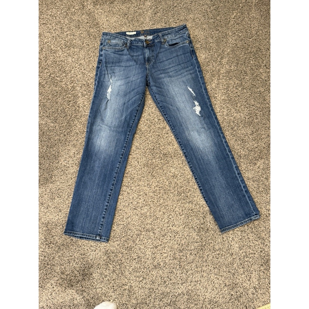 Kut from the Kloth Catherine Boyfriend Jeans Dark Wash Blue Denim Size 12 Womens